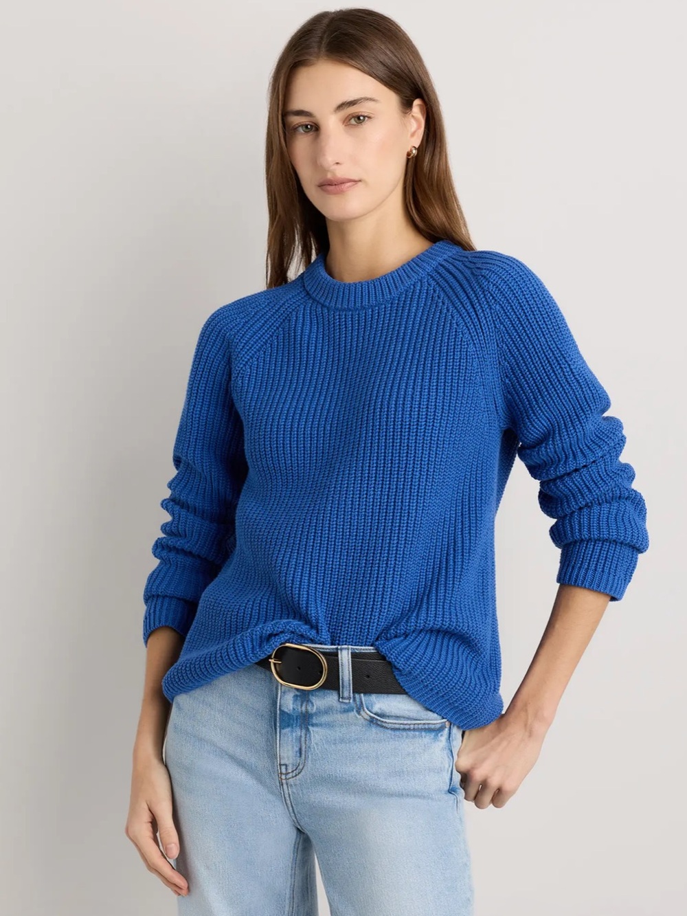 Quince Cobalt Blue Organic Cotton Crew Sweater